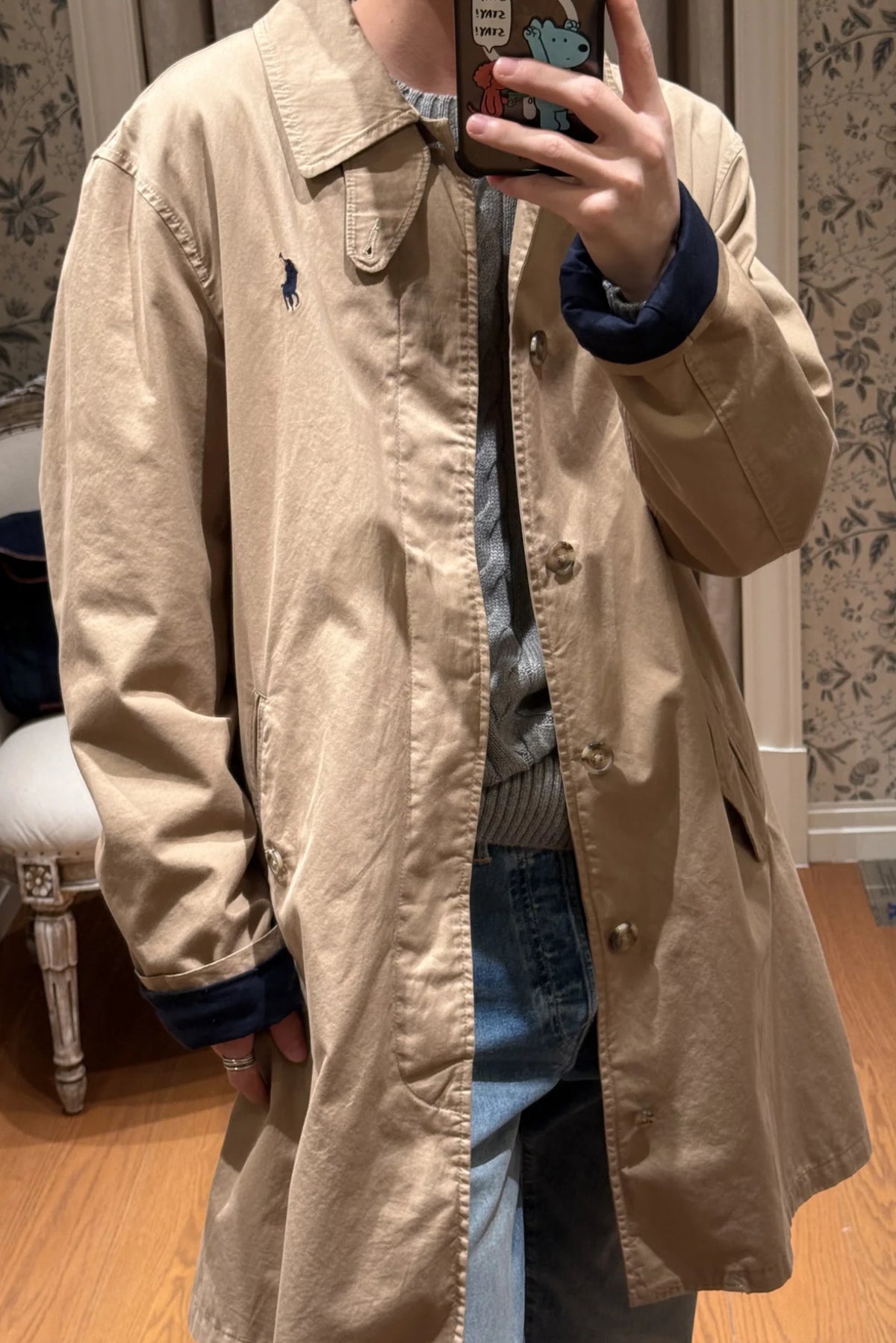 R. Lauren Men British Style Long Trench Coat