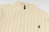 Ralph Lauren High-Density Embroidered Half-Turtleneck Cable Knit Sweater