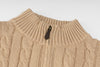 Ralph Lauren High-Density Embroidered Half-Turtleneck Cable Knit Sweater