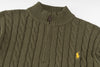 Ralph Lauren High-Density Embroidered Half-Turtleneck Cable Knit Sweater