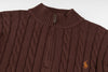 Ralph Lauren High-Density Embroidered Half-Turtleneck Cable Knit Sweater