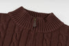 Ralph Lauren High-Density Embroidered Half-Turtleneck Cable Knit Sweater