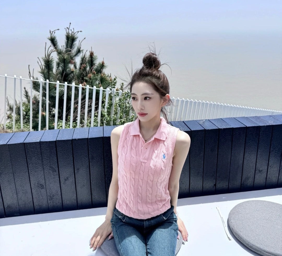 Ralph Lauren Polo Collar Knit Vest - Polo Yaka Triko Yelek