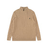 Ralph Lauren High-Density Embroidered Half-Turtleneck Cable Knit Sweater
