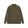 Ralph Lauren High-Density Embroidered Half-Turtleneck Cable Knit Sweater
